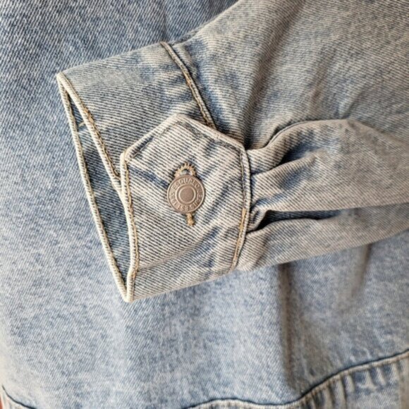 Light Denim Wash Oversized Bomber Jacket Retro NWT Sz 12 - Picture 9 of 15